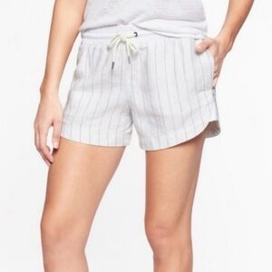 Athleta Beachside Bali Linen Blend Pinstripe Shorts White Casual Women Sz 4